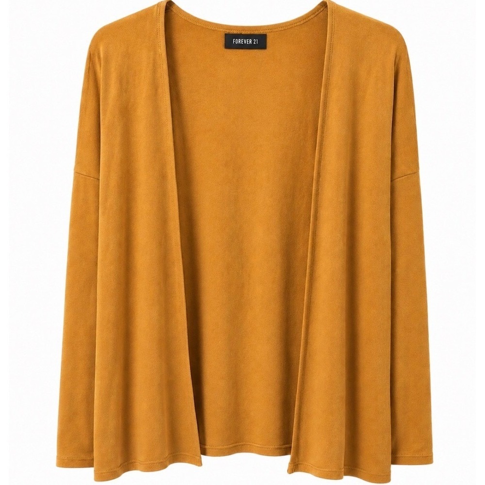 Forever 21 Cardigan Women M Mustard New With Imperfections Open Front Knit